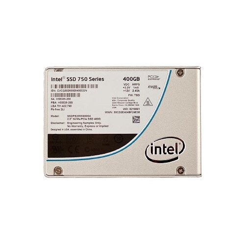 фото Жесткий диск ssd intel ssd 750 series ssdpe2mw400g4x1 400gb 2,4гб/сек sataiii 6g nvme/pcie mlc 15mm 2,5"(ssdpe2mw400g401)