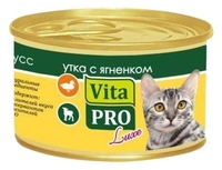 Корм для кошек Vita PRO Мяcной мусс Luxe для кошек, утка с ягненком (0.085 кг) 24 шт.