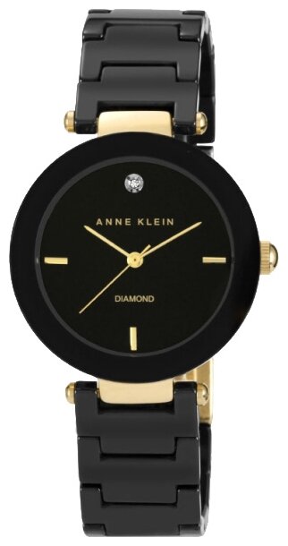 Наручные часы ANNE KLEIN Diamond 1018BKBK, черный, желтый