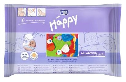 Влажные салфетки BELLA BABY HAPPY Освежающие с антибактериальной формулой и аллантоином, 10 шт.