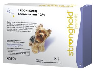 Фото Zoetis Капли от блох, клещей и гельминтов Стронгхолд 30 мг для собак массой 2,6-5,0 кг 3 шт. в уп.