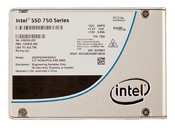 Жесткий диск SSD U.2 800Gb Intel 750 (800/2100, 210000 IOPS, 2.5", PCI-E 3.0x4, PCIe NVMe 3.0 x4) (SSDPE2MW800G4X1)