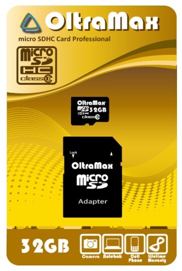 Карта памяти OltraMax microSDHC Class 10 + SD adapter