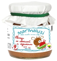 Пюре Marmaluzi овощи со свеклой и языком (с 9 месяцев) 125 г, 6 шт.