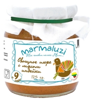 Пюре Marmaluzi овощное с мясом индейки (с 9 месяцев) 125 г, 1 шт