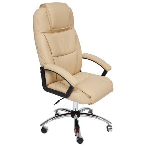 фото Компьютерное кресло tetchair бергамо (крестовина хром), обивка: искусственная кожа, цвет: бежевый