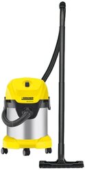 Профессиональный пылесос KARCHER WD 3 Premium, 1000 Вт, желтый/серый