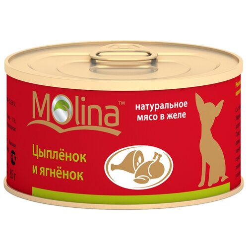 Влажный корм для собак Molina беззерновой, ягненок, курица 12 шт. х 85 г