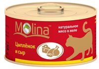 Корм для кошек Molina Консервы для кошек Цыпленок и сыр (0.08 кг) 1 шт.