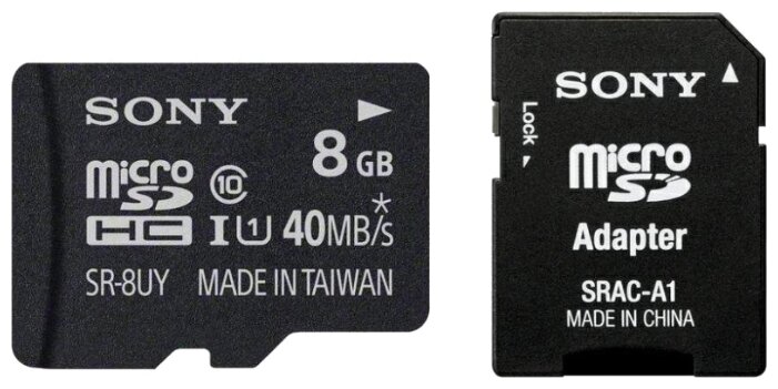 Карта памяти Sony microSD 8 ГБ Class 10, UHS-I, адаптер на SD