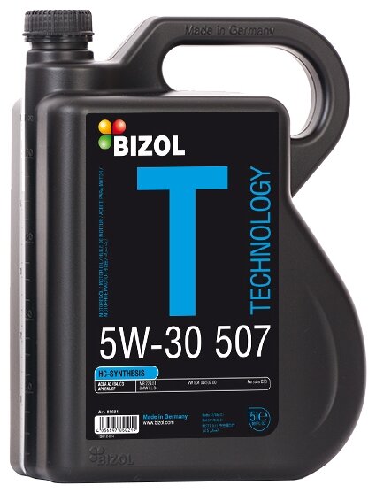 Моторное масло BIZOL Technology 5W-30 507 НС-синтетическое 5 л «Сделано в Германии»