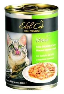 Edel Cat Нежные кусочки в соусе: индейка и печень 0.4 кг