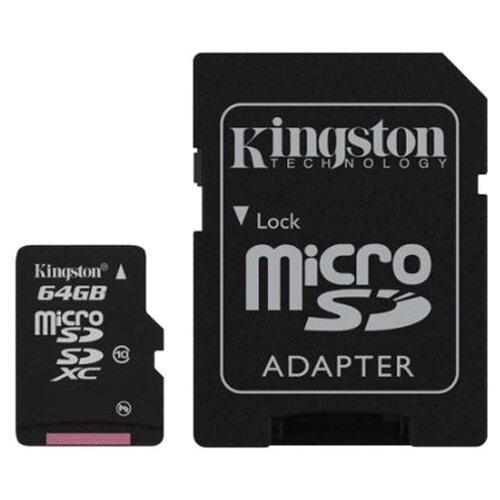 Kingston Карта памяти Kingston MicroSD XC 64 ГБ class 10 (с адаптером)