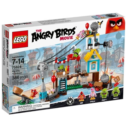 Конструктор LEGO The Angry Birds Movie 75824 Разгром Свинограда, 386 дет. angry birds раскраска красная