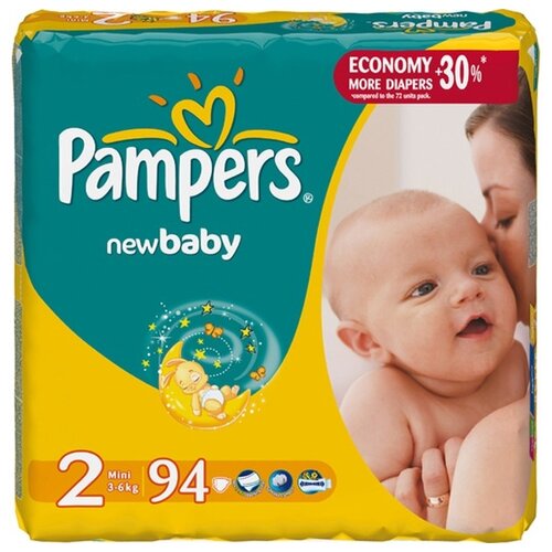 Pampers подгузники New Baby 2 (3-6 кг), 94 шт.