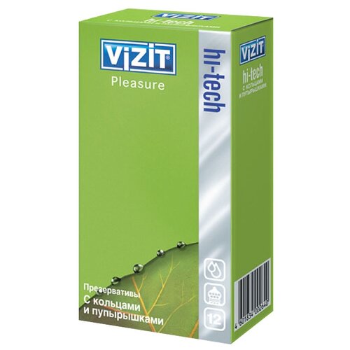 Презервативы VIZIT HI-TECH Pleasure С кольцами и пупырышками, контурные анатомической формы 12 шт.
