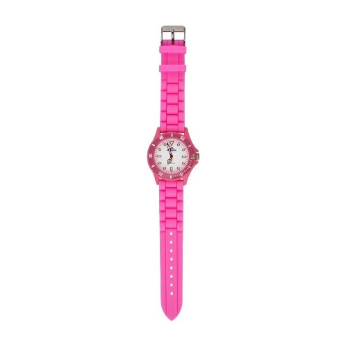 Часы наручные женские Радуга 208 розовые белый циферблат. Легкие кварцевые часы на мягком силиконовом ремешке.
