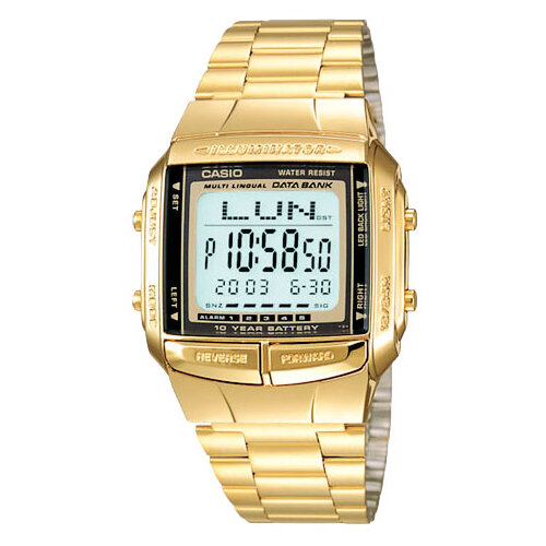 casio men s data bank water resistant digital watch db 360g 9a 38 mm gold Наручные часы CASIO Vintage DB-360G-9A, серый, золотой