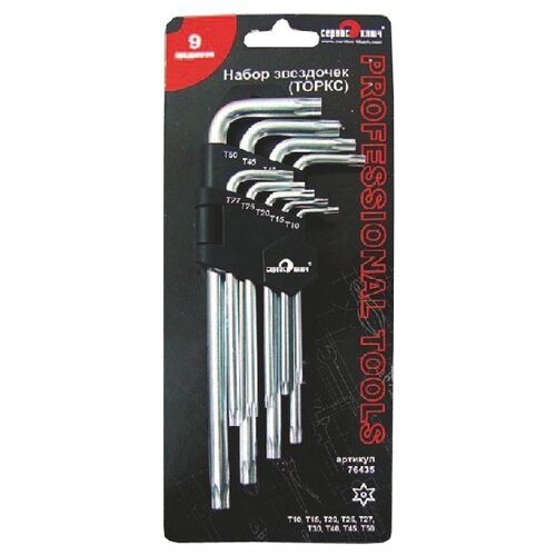 фото Набор гаечных ключей сервис ключ 76435, 9 предм., серебристый