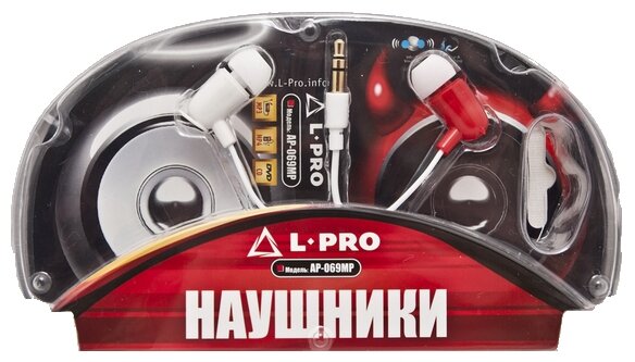 Наушники вкладыши L-PRO AP069MP бело -красные