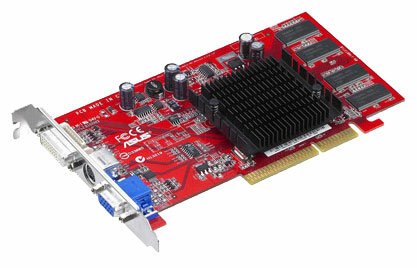 Видеокарта ASUS Radeon 9550 SE 250Mhz AGP 128Mb 400Mhz 64 bit DVI TV