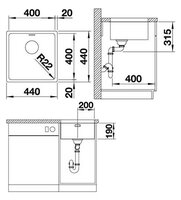 Врезная кухонная мойка 44 см Blanco Andano 400-U