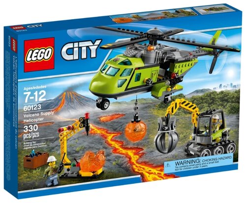 Конструктор LEGO City 60123 Транспортный вертолет исследователей вулканов, 330 дет.