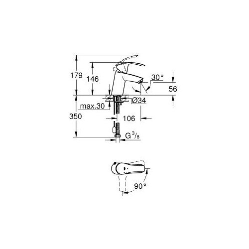 Смеситель для раковины (умывальника) Grohe Eurosmart 23372002 хром