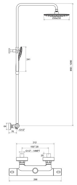 Termo 300 TE 093.00/150 X070099 Смеситель для душа (1/2", двухзахватный, термостат, картридж) Ravak - фото №2