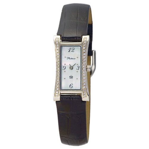 Наручные часы Platinor женские, кварцевые, корпус серебро, 925 проба, фианит