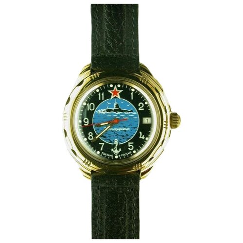 Часы наручные мужские Восток Командирские 219163, натуральная кожа, черный