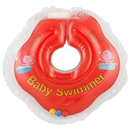 фото Круг на шею Baby Swimmer 0m+ (3-12 кг) с погремушкой красный