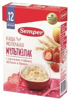 Каша Semper молочная мультизлак с кусочками клубники, яблоком и бананом (с 12 месяцев) 200 г