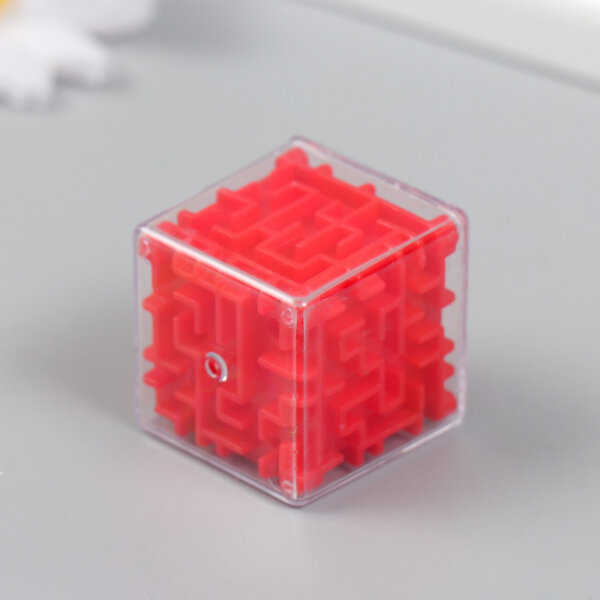 Головоломка пластик на кольце лабиринт "Кубик" микс 1х3х3 см