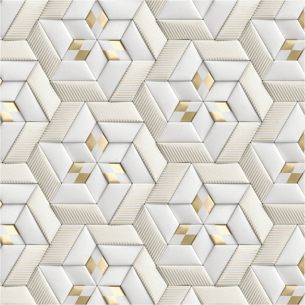 фото Самоклеящаяся антивандальная пленка для декора мебели и кухонных фартуков."Белая плитка с золотыми ромбами" (155х60 см.)