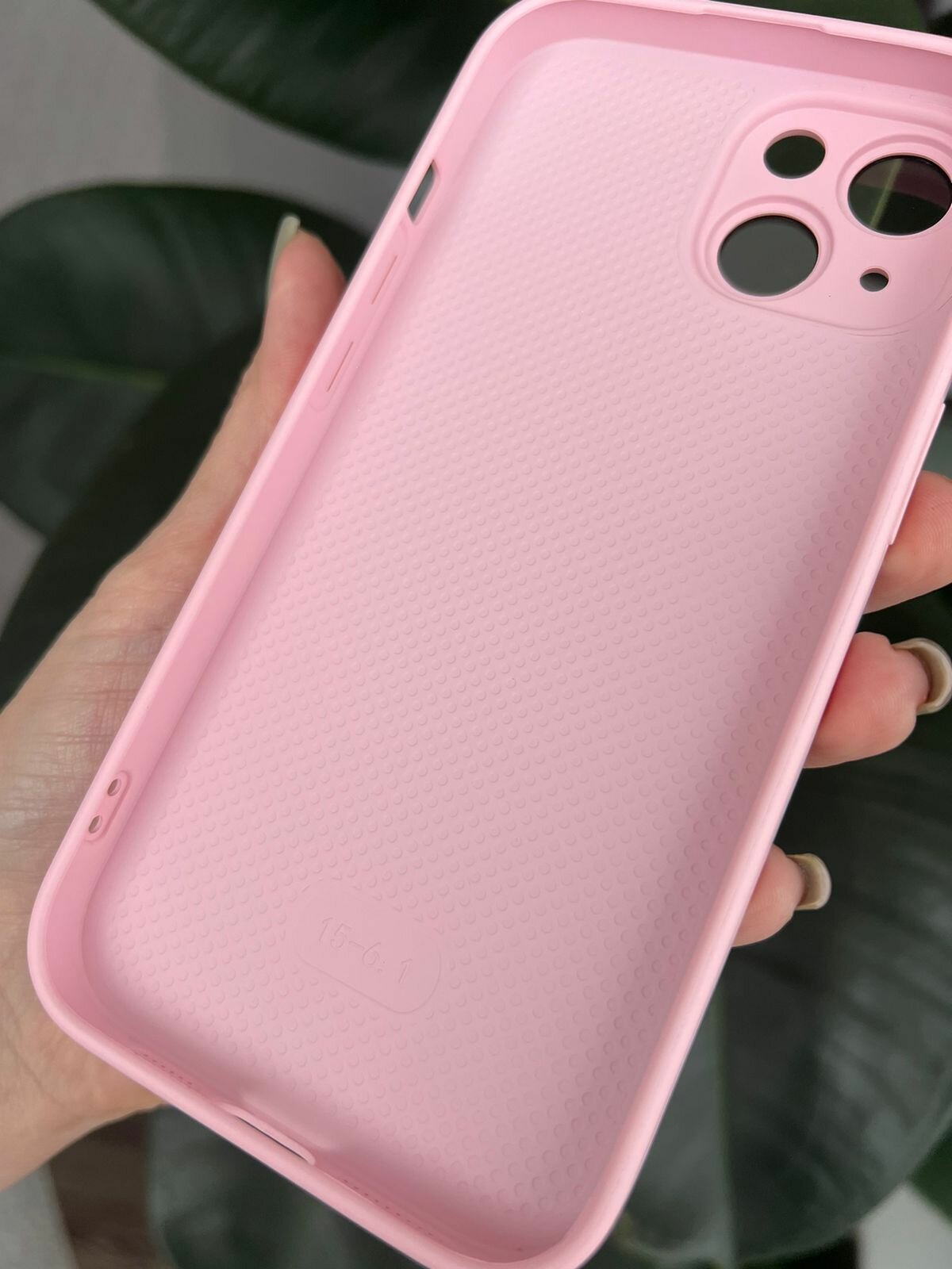 Чехол матовый AG Glass IPhone 15 Logo Розовый c защитой на линзах — фото 1