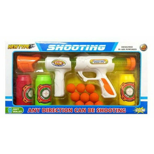 Набор Тир SHOOTING в коробке 2021 glock luminous pistol toy eva soft bullet manual loading shooting shell boys outdoor sports cs war shooting game 12