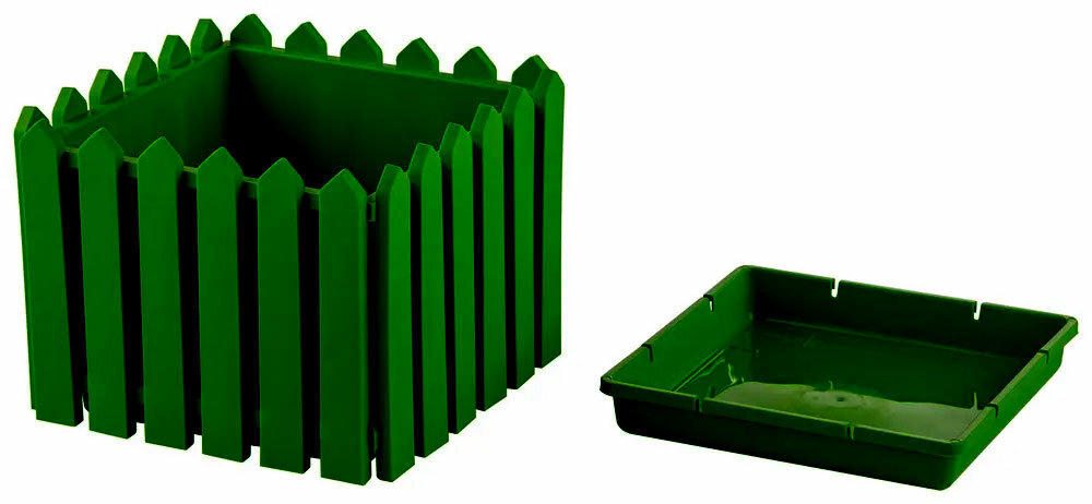 Кашпо 00-00000136 квадратное среднее "Лардо" темно-зеленый элластик-пласт 28х28х22 см