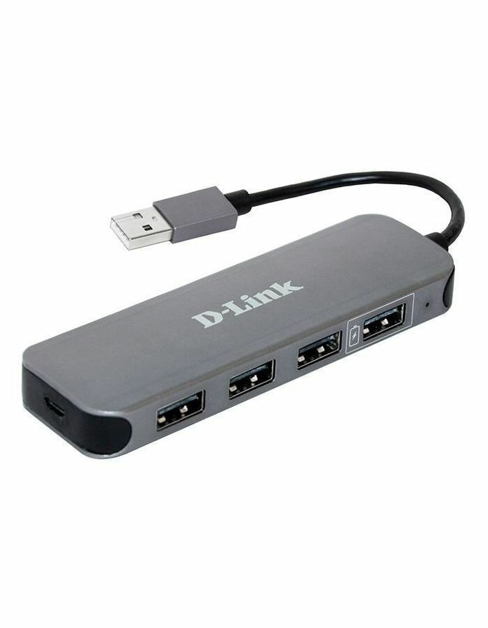 Хаб-разветвитель USB 2.0 D-Link DUB-H4 4порт. черный (DUB-H4/E1A)