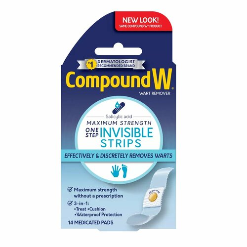 Прозрачные пластыри для удаления бородавок Compound W One Step Invisible Strips