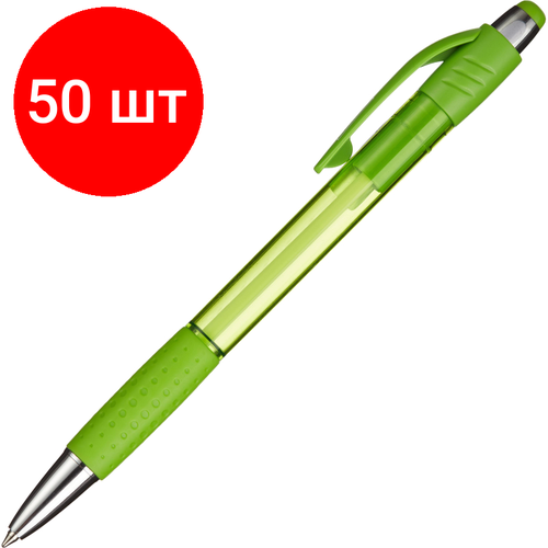 Комплект 50 штук, Ручка шариковая автомат. Attache Happy, зеленый корп, син, масл, манж