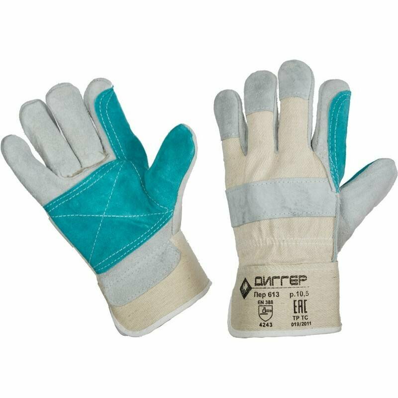 фото Перчатки защитные диггер спилковые комбинированные усиленные (Размер 10,5) 655169 спилок с хб усил