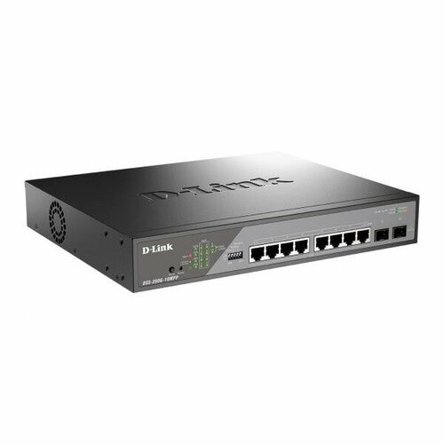 D-Link Сетевой коммутатор Smart L2 Surveillance Switch 8х1000Base-T PoE 8023bt 90W 2x1000Base-X SFP PoE Budget 242W Long-range PoE up to 250m 2408000₽
