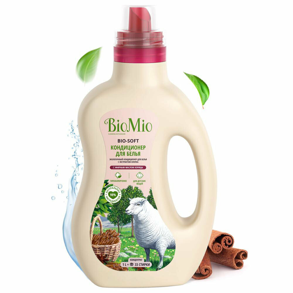 Мэзопласт Кондиционер для белья BioMio Bio-Soft концентрат корица 1 л