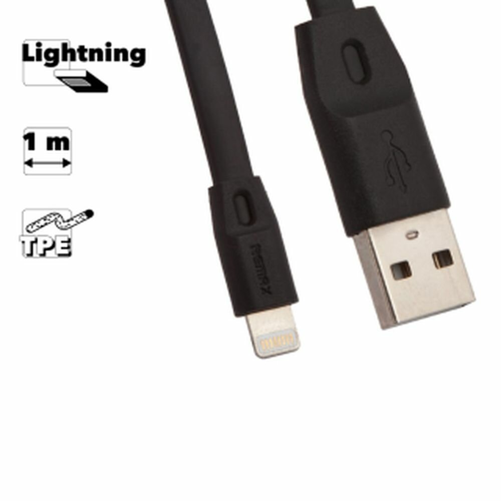 USB кабель Remax Full Speed Series Cable RC-001i для смартфона Apple Lightning 8-pin, 1 метр, черный