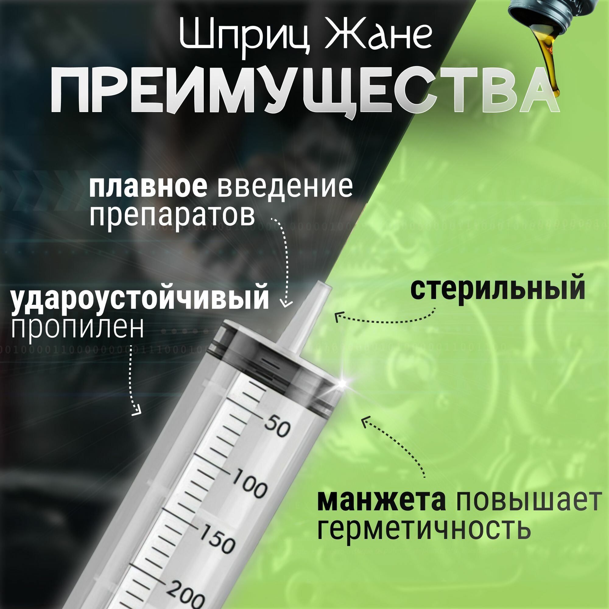 Шприц большой 350мл, шприц Жане с трубкой и катетерным наконечником для замены, откачки масла и технических жидкостей, для смазки — фото 1