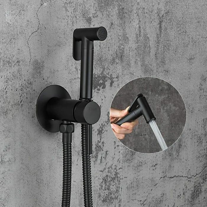 Встроенный гигиенический душ со смесителем для биде Frap F7505-6, черный — фото 1