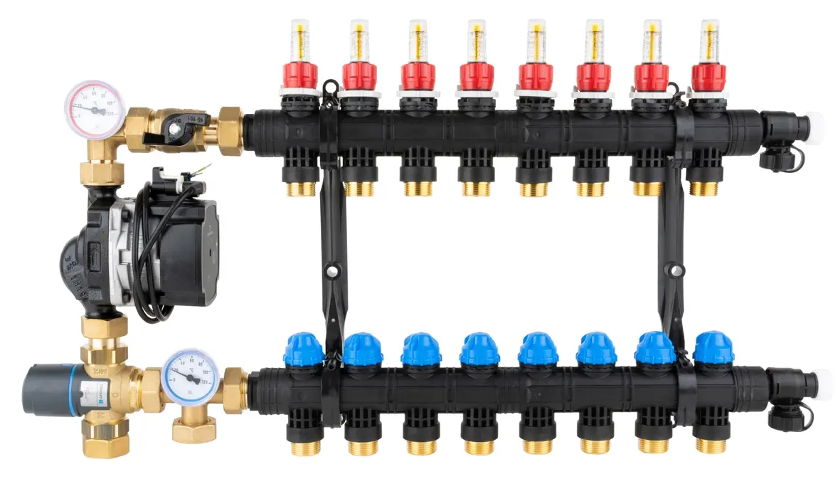 Смесительный узел для коллектора теплого пола Afriso с насосом Grundfos