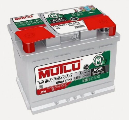 Изображение товара Аккумулятор автомобильный Mutlu AGM 60 А/ч 680 А обр. пол. Евро авто (242x175x190) AGM. L2.60.068. A