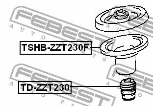 Пыльник переднего амортизатора, TSHBZZT230F FEBEST TSHB-ZZT230F